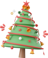 jul träd med dekorationer, jul tema element 3d illustration png