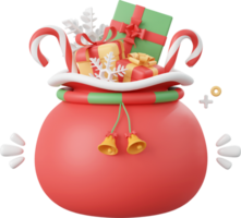 Kerstmis cadeaus tas, Kerstmis thema elementen 3d illustratie png