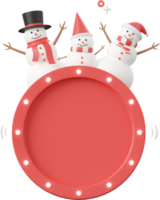rood banier met sneeuwman, Kerstmis thema elementen 3d illustratie png