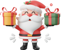 Père Noël claus en portant Noël cadeaux, Noël thème éléments 3d illustration png