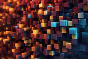 Abstract futuristic cubes shape background. Poster with random cubes in empty space. photo
