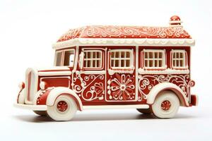 Christmas gingerbread car isolated on the white background. AI generated photo