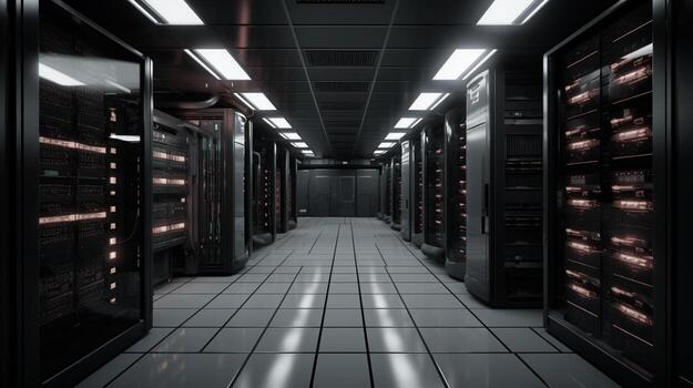 computer server control room for collect big data. data center and information management concept. generative AI photo