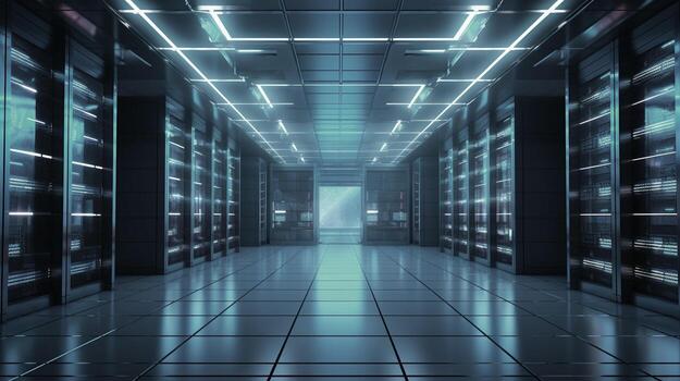 computer server control room for collect big data. data center and information management concept. generative AI photo