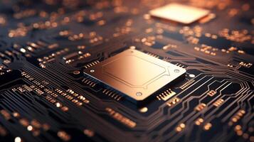 computer chip set on board. technology and Hi tech background concept. photo