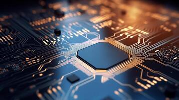 computer chip set on board. technology and Hi tech background concept. photo