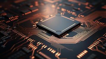 computer chip set on board. technology and Hi tech background concept. photo
