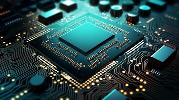 computer chip set on board. technology and Hi tech background concept. photo