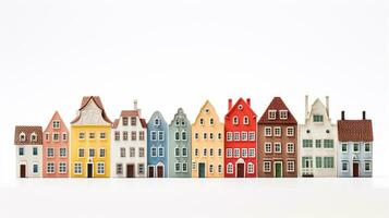 miniature buildings on white background. saving money and property investment concept. generative AI photo