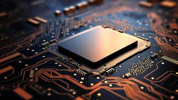 computer chip set on board. technology and Hi tech background concept. photo