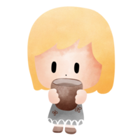 Coffee girl drink coffee png