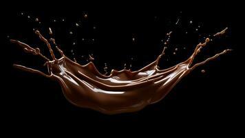 Derretido chocolate chapoteo en oscuro antecedentes. generativo ai foto