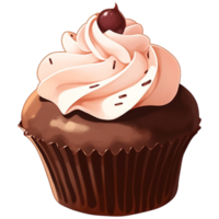 AI Generated Chocolate Cupcake png