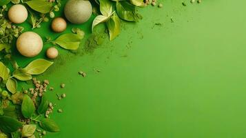 Earth Day Banner Concept design with green background, AI Generative photo