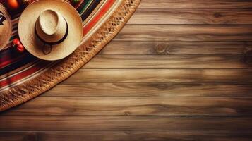 Concept design of Round hat and Cinco de mayo ornament Top View for Cinco De Mayo banner, photo