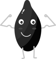 A black sesame seed showing strong muscle and healthy. png