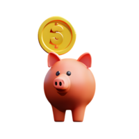 pig saving money 3d png