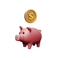 pig saving money 3d png