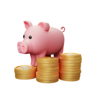 pig saving money 3d png