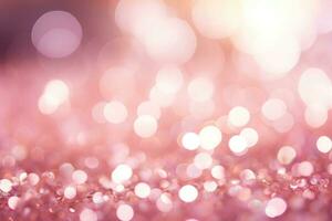 Background of a pink fairy dust light pattern. Glitter and sun rays shine upon it. AI generated photo