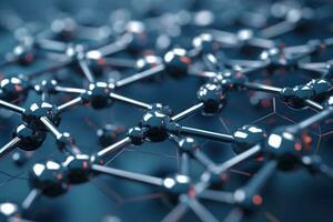 Structure of lattice connecting atoms. Molecule in hi tech style. Generative AI photo