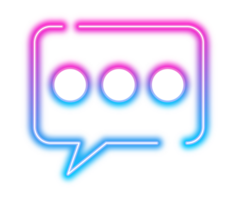 neon raggiante discorso Chiacchierare bolla. dialogo e comunicazione delineato icona per messaggistica e conversazioni png
