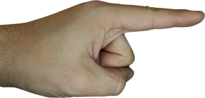 Transparent hand pointing in the right direction. Advertising and marketing concept. Hand gesture without background. Advertisement attention resource concept. png