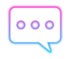 Neon glowing speech chat bubble. Dialog and communication outlined icon for messaging and conversations png