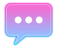 Neon glowing speech chat bubble. Dialog and communication outlined icon for messaging and conversations png