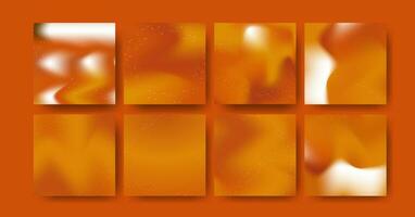 8 Orange and Red Gradient Set. Fluid in motion abstract textures. Collection of autumnal color gradients. Editable Vector Illustrations.