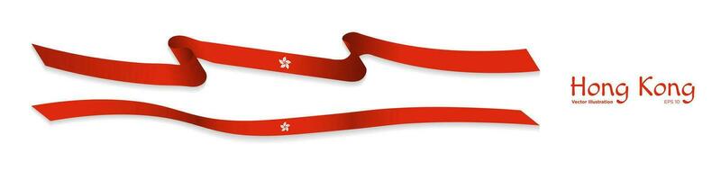 3d Rendered realistic Hongkong Flag Ribbons. Long HongKong Flag streamers. Vector Illustration. EPS 10.