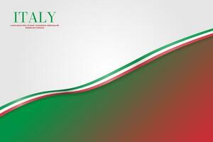 Italian Flag Background with copy space. Flag ribbon of Italy on colored background. Bent waving Italian flag ribbon. Vector Illustration. EPS 10.