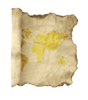 ancient scroll map, isolated with clipping path png