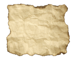 Old paper with burned edges isolated with clipping path for mockup png