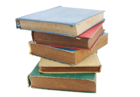 Pile of old books isolated with clipping path for mockup png