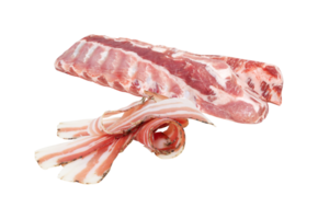 Fresh Bacon and Pork Ribs cut out isolated transparent background png