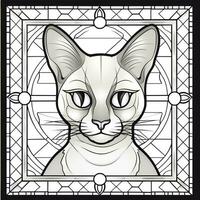 Stained Glass Cat Coloring Pages photo