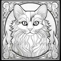 Stained Glass Cat Coloring Pages photo