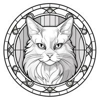 Stained Glass Cat Coloring Pages photo