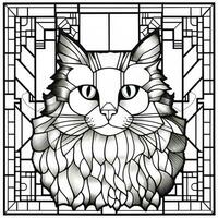 Stained Glass Cat Coloring Pages photo