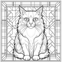 Stained Glass Cat Coloring Pages photo