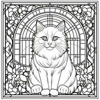 Stained Glass Cat Coloring Pages photo