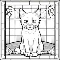 Stained Glass Cat Coloring Pages photo