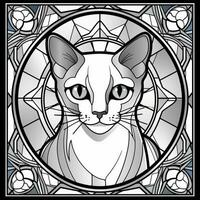 Stained Glass Cat Coloring Pages photo