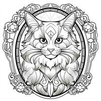 Stained Glass Cat Coloring Pages photo