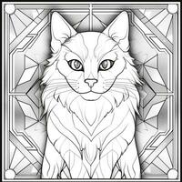 Stained Glass Cat Coloring Pages photo