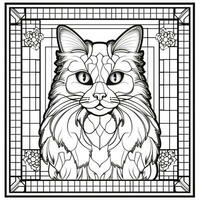 Stained Glass Cat Coloring Pages photo