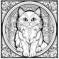 Stained Glass Cat Coloring Pages photo