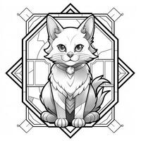 Stained Glass Cat Coloring Pages photo