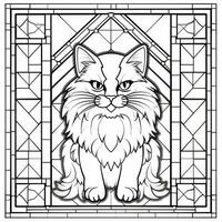 Stained Glass Cat Coloring Pages photo